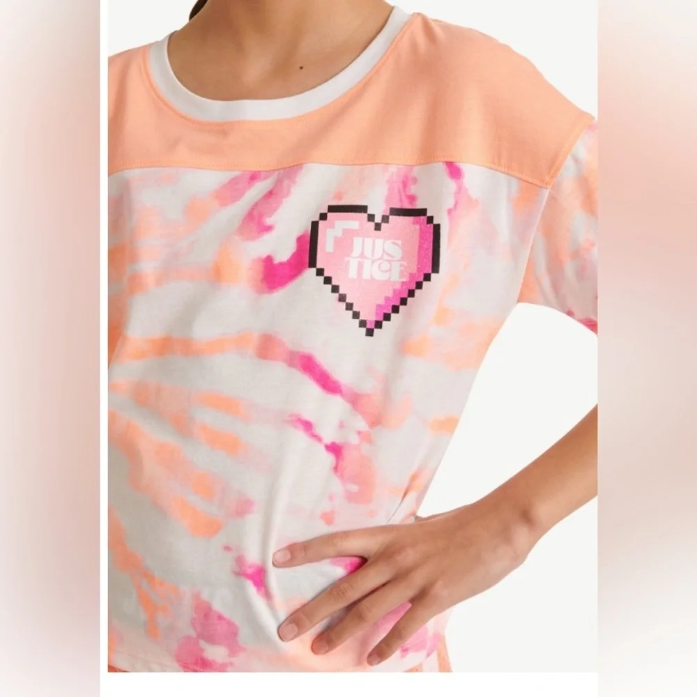 Justice Orange Pink Tie-Dye Short Sleeve Tee